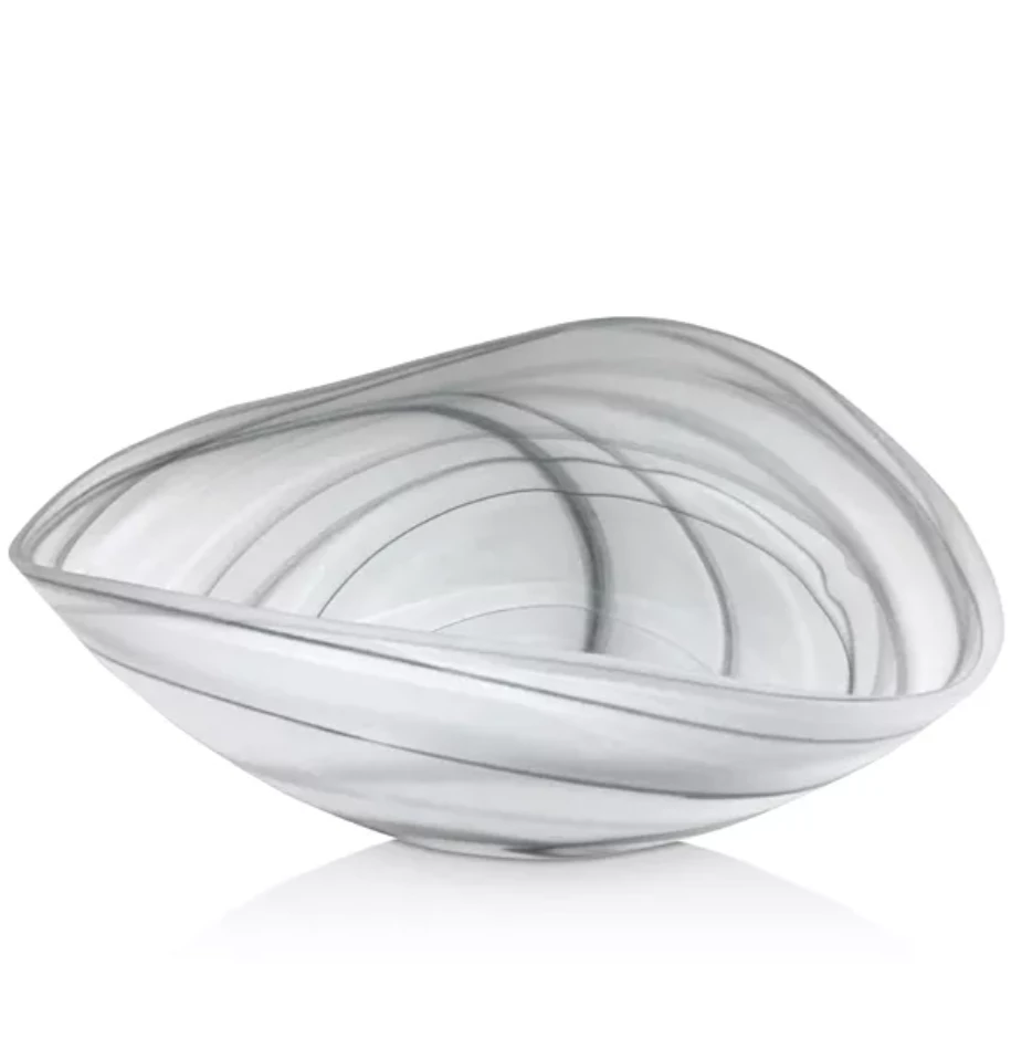 MARIPOSA ALABASTER DECORATIVE BOWL BLACK & WHITE 2 MARIPOSA ALABASTER DECORATIVE BOWL BLACK & WHITE