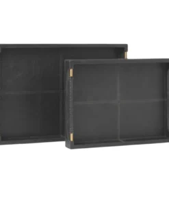 Made Goods LEATHER LENORA TRAYS BLACK