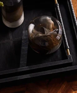 Made Goods LEATHER LENORA TRAYS BLACK