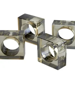 Tizo THE TABLE CRYSTAL CUBE NAPKIN RING SMOKE | SET OF 4