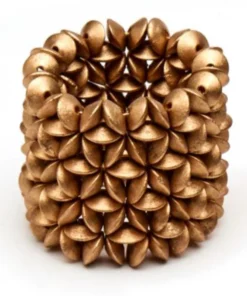 Deborah Rhodes WOOD FLORAL CUFF NAPKIN RING GOLD THE TABLE