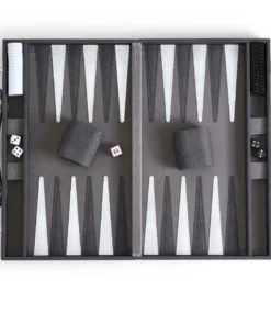 Two's Company GAMES & GADGETS SHAGREEN BACKGAMMON SET | GREY & BLACK