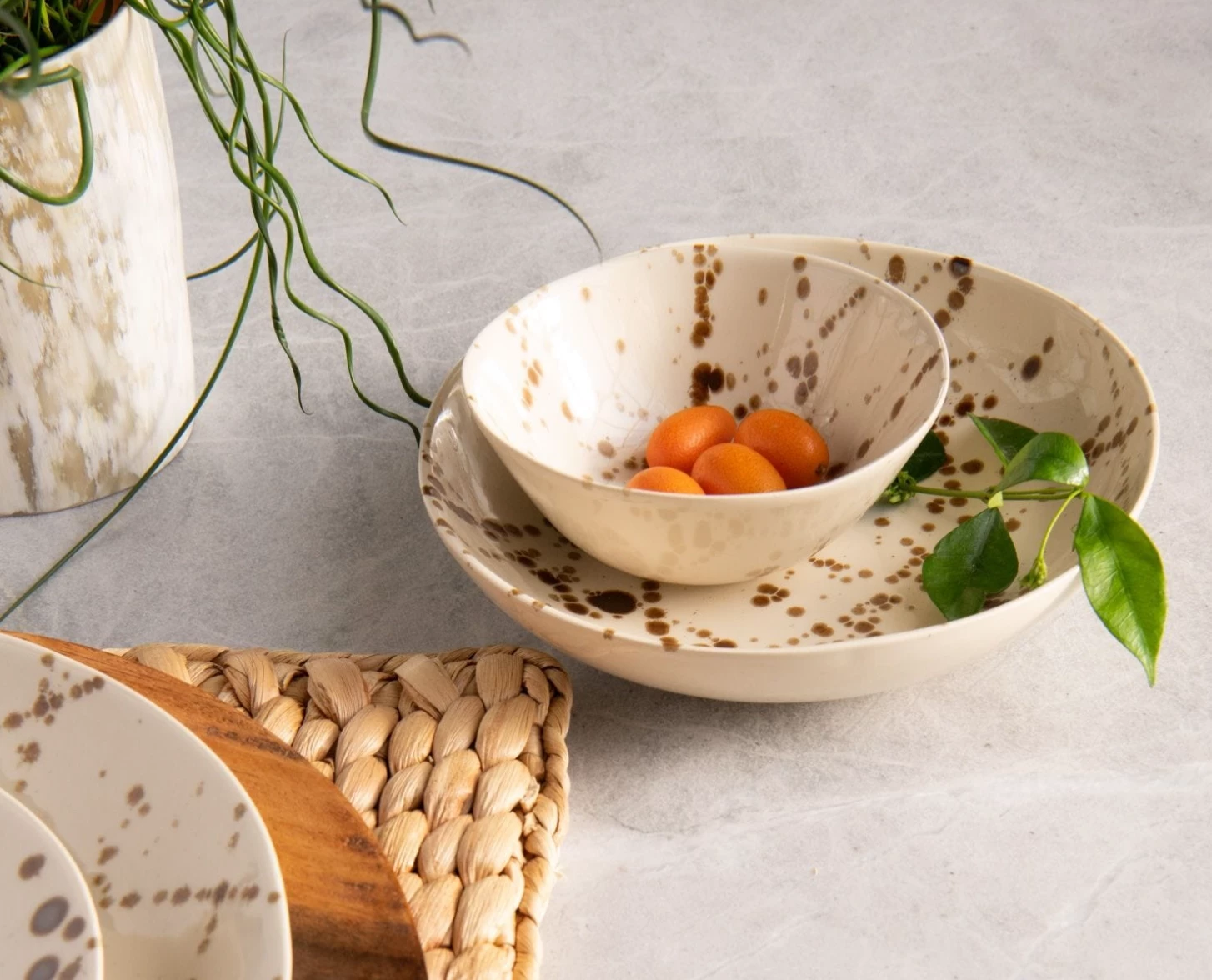 DELANEY BRONZE SPLATTER DINNERWARE | BLUE PHEASANT THE TABLE 7 DELANEY BRONZE SPLATTER DINNERWARE | BLUE PHEASANT THE TABLE