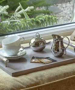 Mary Jurek SERVING SIERRA WHITEWASH WOOD HANDLED TRAY