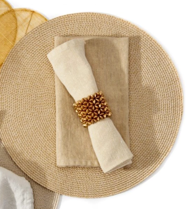 Deborah Rhodes THE TABLE METALLIC CASUAL NAPKIN | TAUPE & GOLD 1 Deborah Rhodes THE TABLE METALLIC CASUAL NAPKIN | TAUPE & GOLD