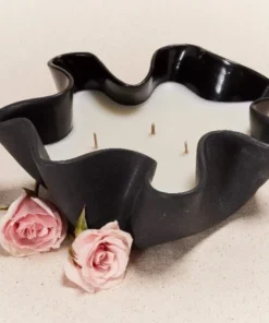 Style Union Home JILL CANDLE GLAZED BLACK MEDIUM CANDLELIGHT