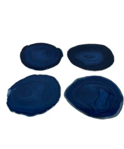 Olympus / Bartky Minerals WINE & BAR AGATE COASTER SET | BLUE