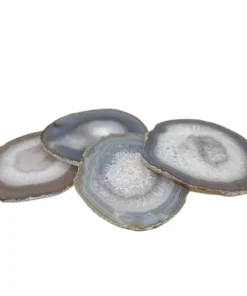 Olympus / Bartky Minerals AGATE COASTER SET NATURAL GREY WINE & BAR