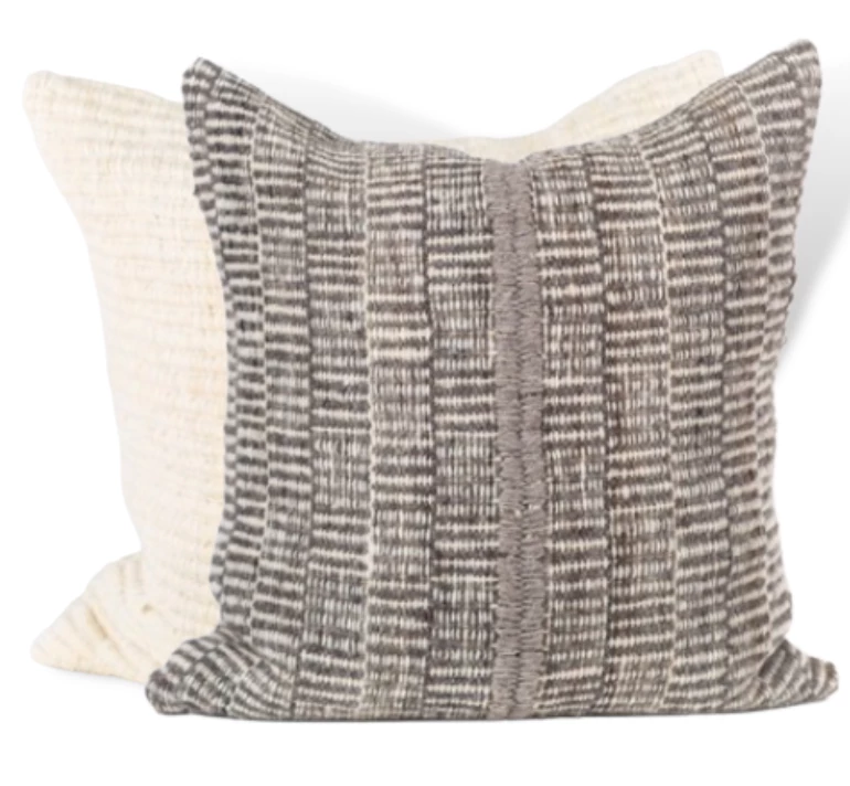 Treko PILLOWS MAKUN STRIPES PILLOW WHITE & GREY | 26x26 3 Treko PILLOWS MAKUN STRIPES PILLOW WHITE & GREY | 26x26