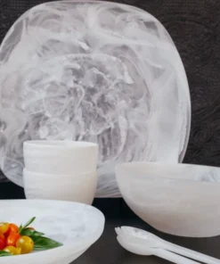 Nashi Home SWIRL RESIN DEEP BOWL WHITE SERVING