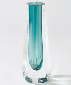 Global Views SQUARE CUT VASE AZURE