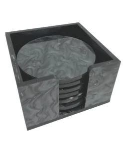 EYE CANDY WINE & BAR MARBLE ACRYLIC COASTER SET | CHARCOAL