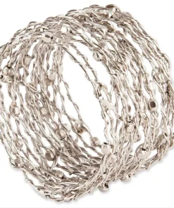 Saro Trading Company THE TABLE WOVEN SILVER NAPKIN RING | SET OF 4
