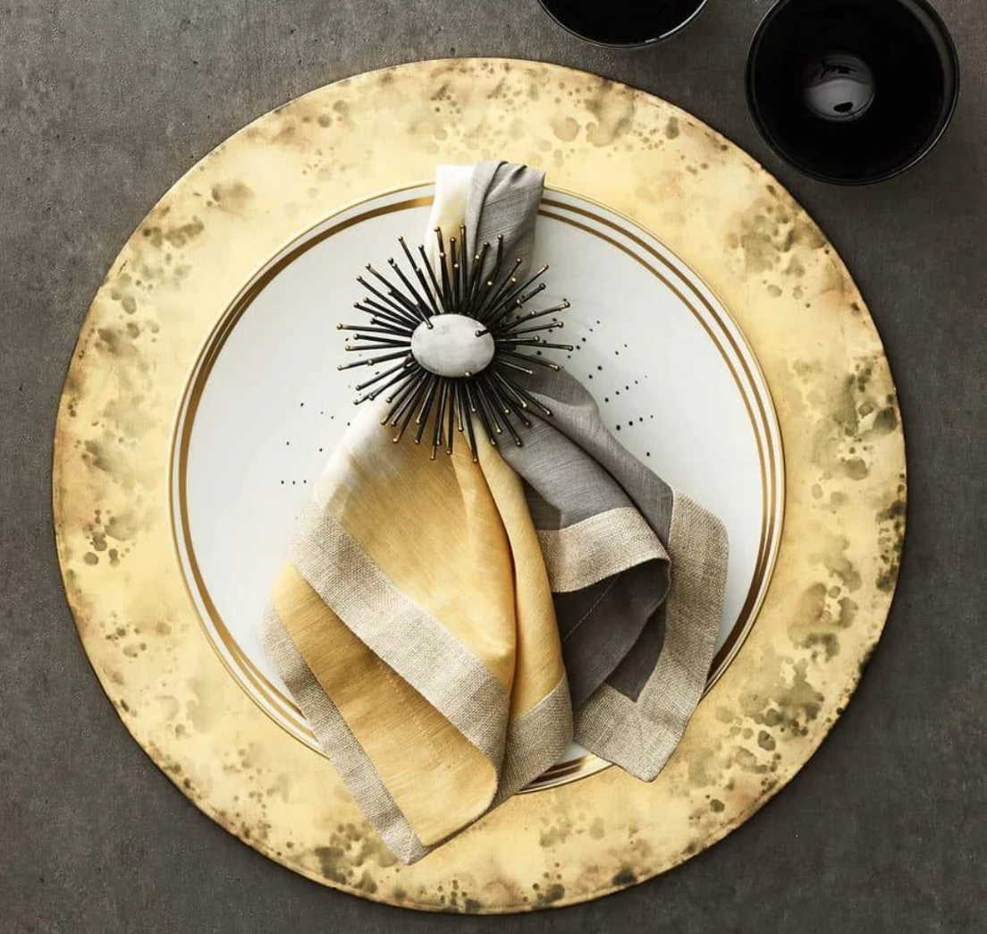 Kim Seybert FLARE NAPKIN RING BLACK & GOLD 2 Kim Seybert FLARE NAPKIN RING BLACK & GOLD