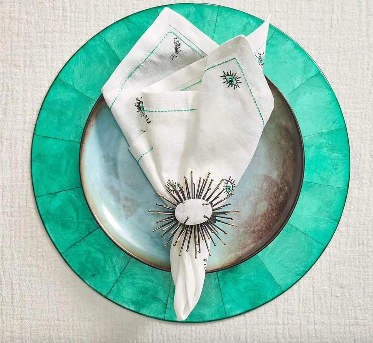 Kim Seybert FLARE NAPKIN RING BLACK & GOLD 4 Kim Seybert FLARE NAPKIN RING BLACK & GOLD