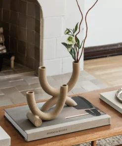 Style Union Home FOREVER DUAL CANDLE HOLDER RAW WHITE CANDLELIGHT