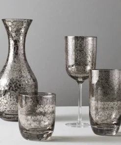 Kim Seybert CRACKLE PLATINUM GLASSWARE | SET OF 4 DRINKWARE