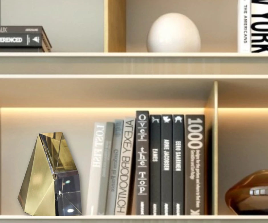 Dainte Inc THE HOME FACETED CRYSTAL & BRASS SINGLE BOOKEND 1 PIECE 2 Dainte Inc THE HOME FACETED CRYSTAL & BRASS SINGLE BOOKEND 1 PIECE