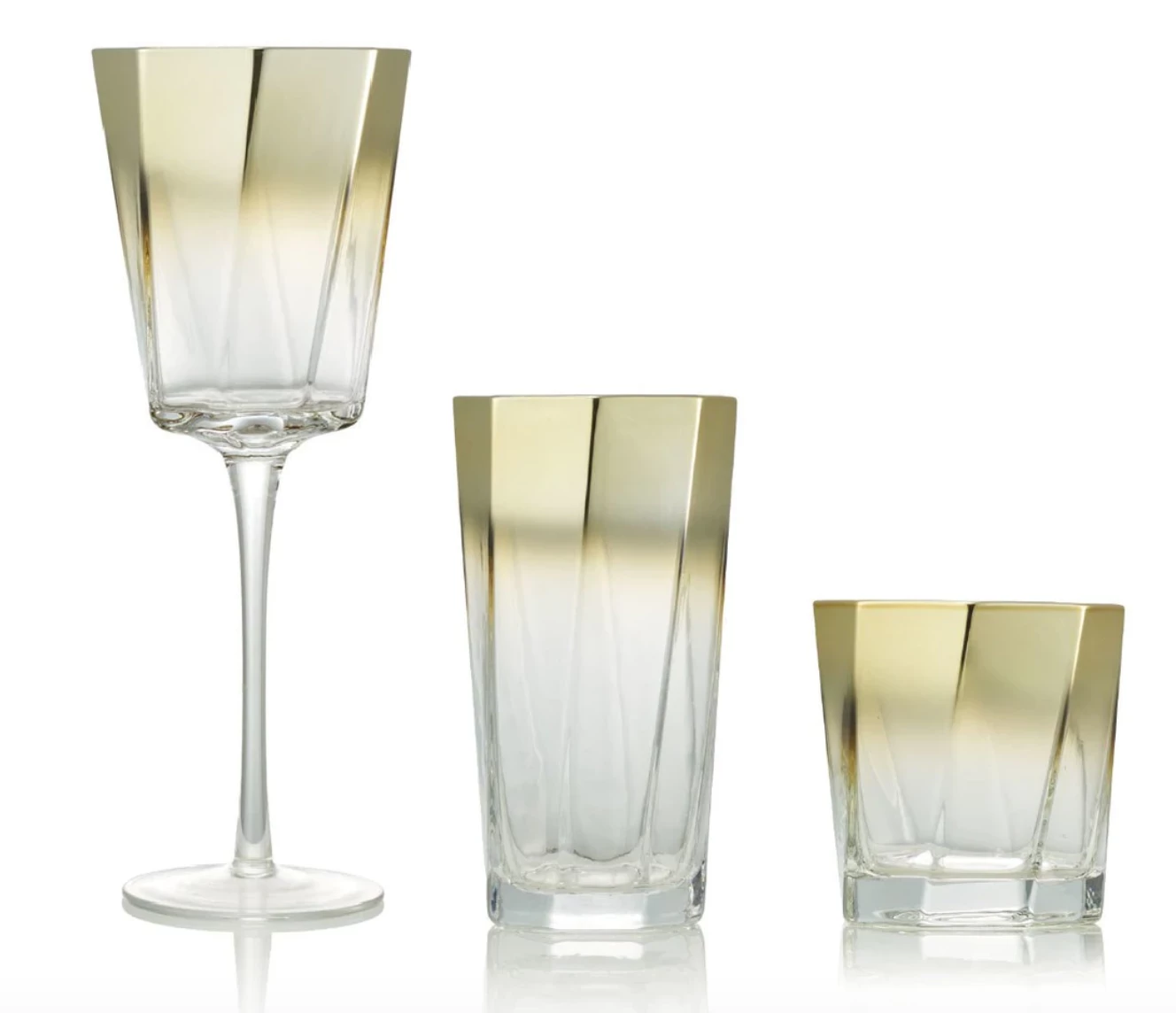 Kim Seybert DRINKWARE HELIX GOLD GLASSWARE 1 Kim Seybert DRINKWARE HELIX GOLD GLASSWARE