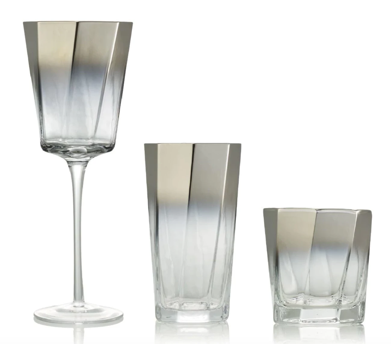 Kim Seybert DRINKWARE HELIX SILVER GLASSWARE 1 Kim Seybert DRINKWARE HELIX SILVER GLASSWARE