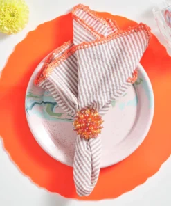 Kim Seybert THE TABLE ZINNIA NAPKIN RING ORANGE