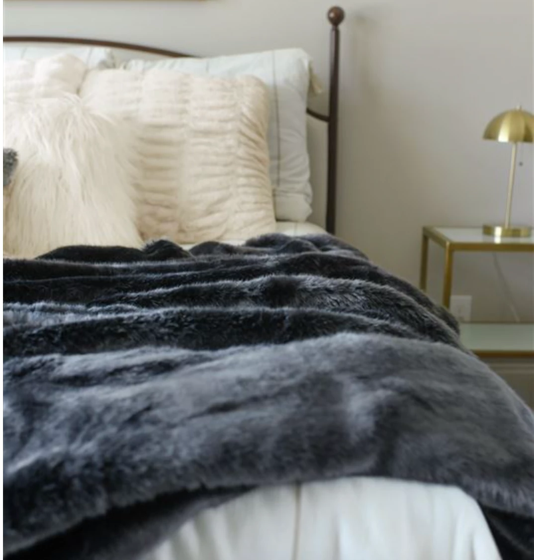 Fabulous Furs COUTURE FAUX FUR THROW GRAPHITE MINK THE HOME 2 Fabulous Furs COUTURE FAUX FUR THROW GRAPHITE MINK THE HOME