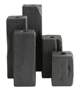 Arteriors Home HENLEE TEAK CANDLEHOLDER SET CANDLELIGHT