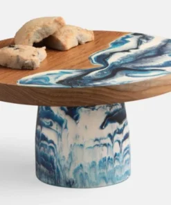 Blue Pheasant AUSTIN SWIRLED CAKE STAND BLUE SERVING