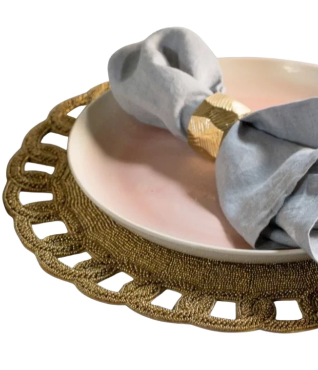 Blue Pheasant THE TABLE ARIA BEADED GOLD PLACEMAT 3 Blue Pheasant THE TABLE ARIA BEADED GOLD PLACEMAT