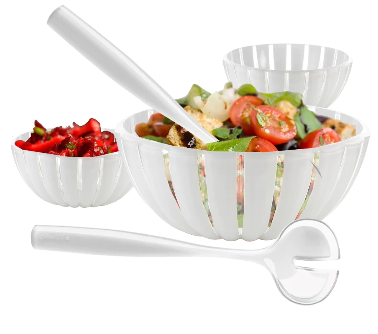 Guzzini THE SUMMER SHOP GLAZE ACRYLIC SALAD SERVERS 4 Guzzini THE SUMMER SHOP GLAZE ACRYLIC SALAD SERVERS