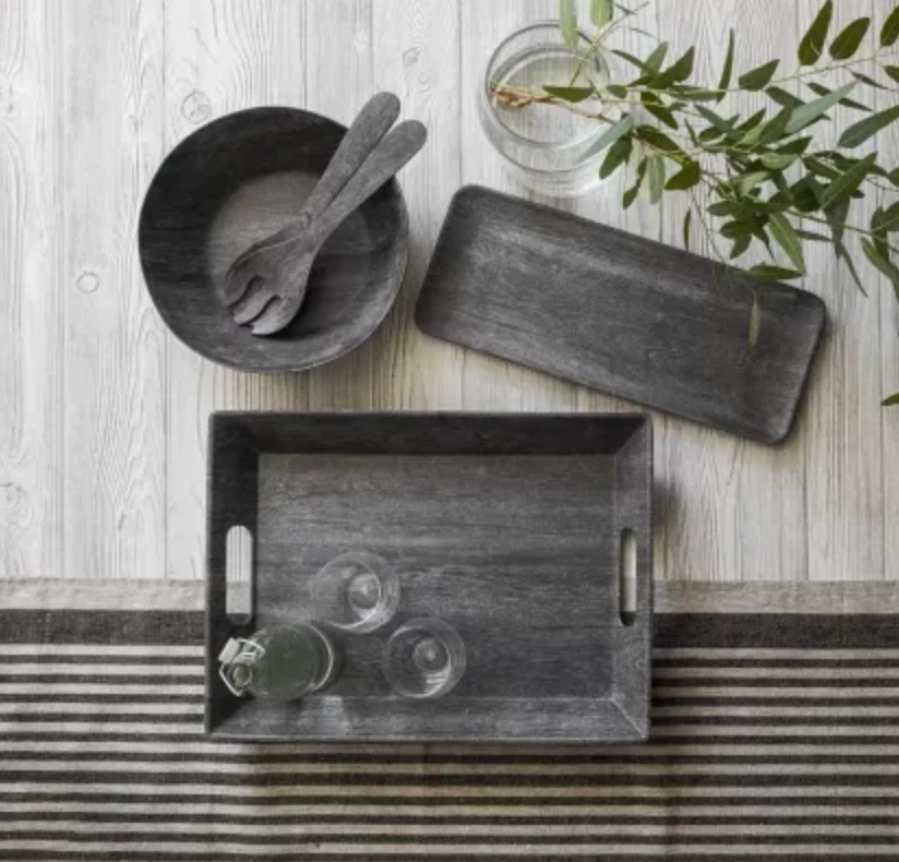 TarHong THE SUMMER SHOP FAUX EBONY WOOD TRAY