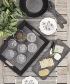 TarHong THE SUMMER SHOP FAUX EBONY WOOD TRAY