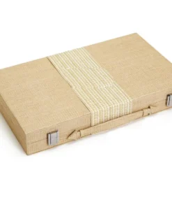 Two's Company GAMES & GADGETS FAUX LEATHER BACKGAMMON SET | NATURAL CANE