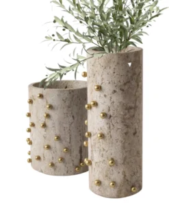 CDMX Design CONFETTI TRAVERTINE VASES