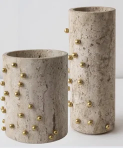 CDMX Design CONFETTI TRAVERTINE VASES