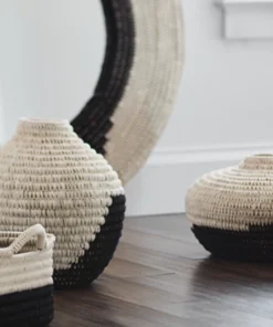 Palecek SEAGRASS BLACK AND WHITE VIGGO URNS