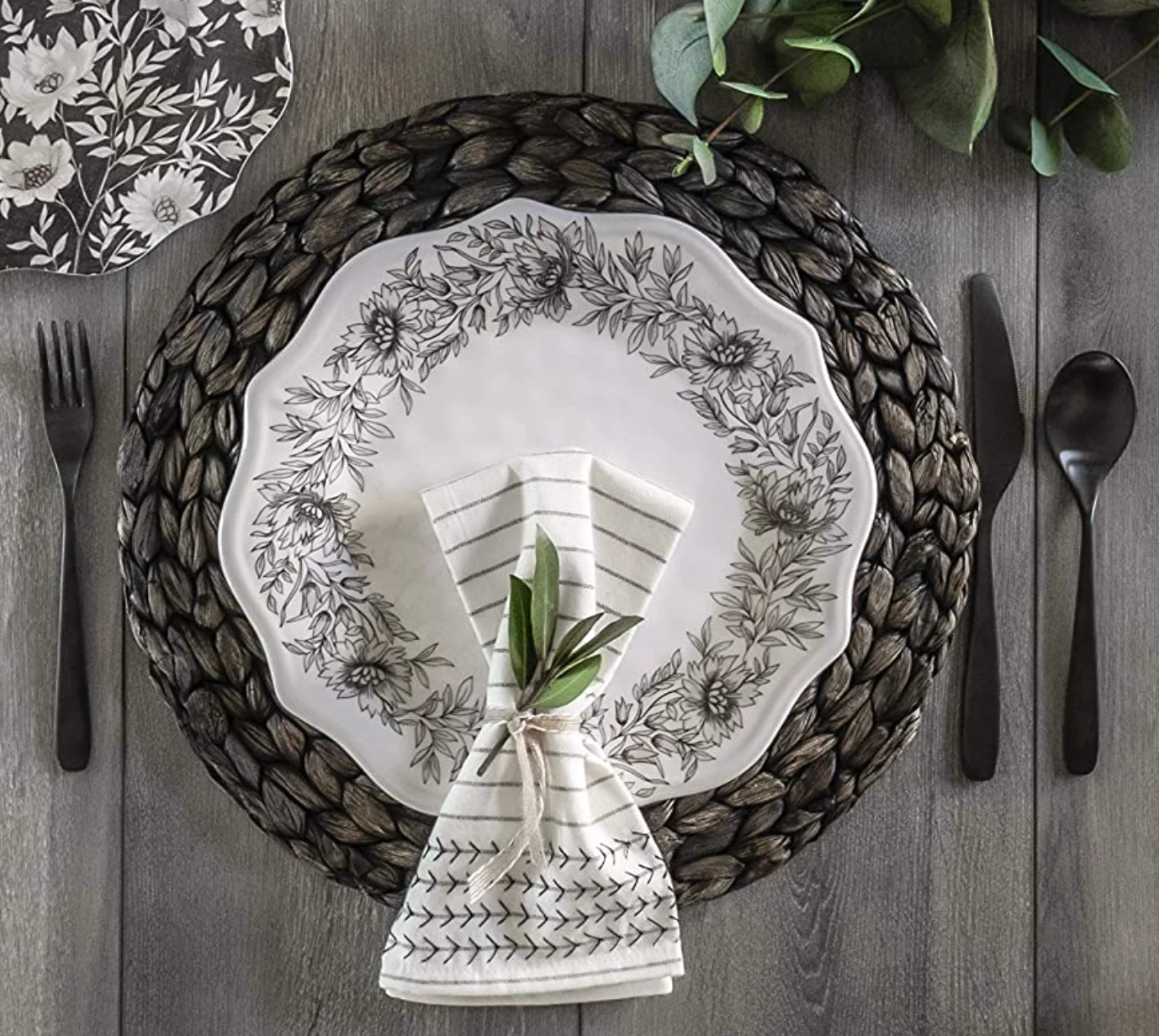 TarHong MONOCHROME FLORAL MELAMINE DINNERWARE THE TABLE 3 TarHong MONOCHROME FLORAL MELAMINE DINNERWARE THE TABLE