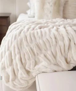 Fabulous Furs COUTURE FAUX FUR THROW IVORY MINK THE HOME