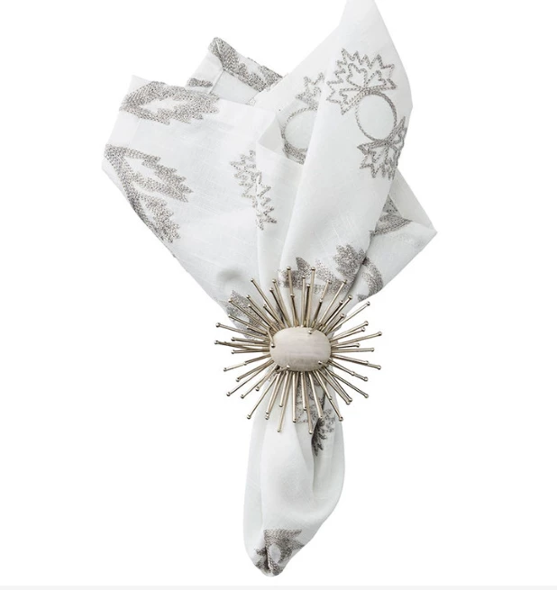 Kim Seybert FLARE NAPKIN RING SILVER & CRYSTAL 2 Kim Seybert FLARE NAPKIN RING SILVER & CRYSTAL