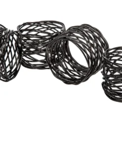 Godinger (GOD) MESH NAPKIN RING BLACK | SET 4 THE TABLE