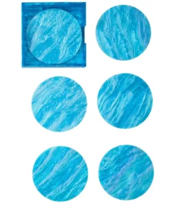 Kim Seybert MIRAGE COASTERS AQUA SET OF 6 WINE & BAR