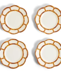 Two's Company BAMBOO RIM MELAMINE DINNERWARE S/4 | NATURAL