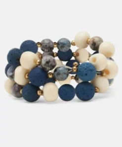 Blue Pheasant NICOLE MIXED BEAD NAPKIN RING SET/4 THE TABLE