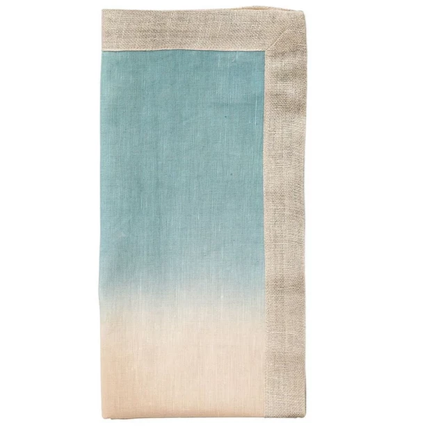 Kim Seybert THE TABLE DIP DYE NAPKIN NATURAL & SEAFOAM 3 Kim Seybert THE TABLE DIP DYE NAPKIN NATURAL & SEAFOAM