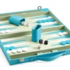 Two's Company BACKGAMMON TURQUOISE FAUX LEATHER SET GAMES & GADGETS
