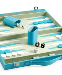Two's Company BACKGAMMON TURQUOISE FAUX LEATHER SET GAMES & GADGETS