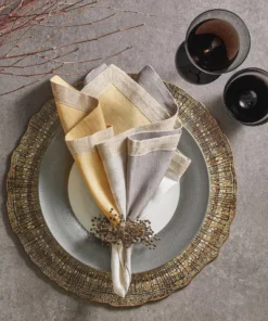 Kim Seybert SPRAY NAPKIN RING BEIGE, TAUPE & GRAY