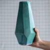 Lauren HB Studio FACETED CHISEL VASE TEAL