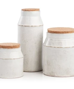 Abigails CERAMIC CANISTER SET | 3 PC | OFF WHITE BOXES & STORAGE