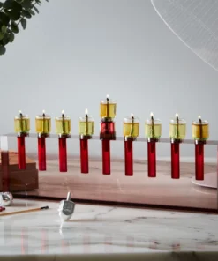 Apeloig Collection ACRYLIC MENORAH | BURGUNDY JUDAICA
